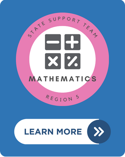 Pink circle logo with four math symbols in the middle. 